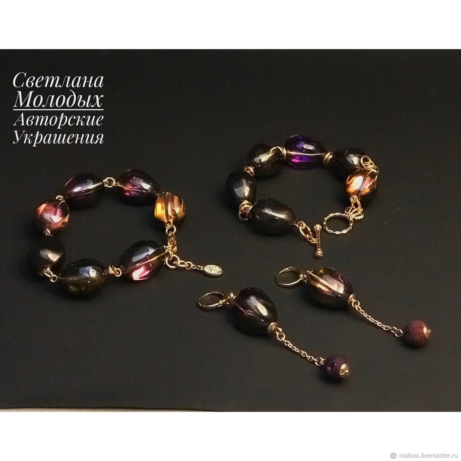 Стильный комплект украшений из стекла Сваровски с цепочкой